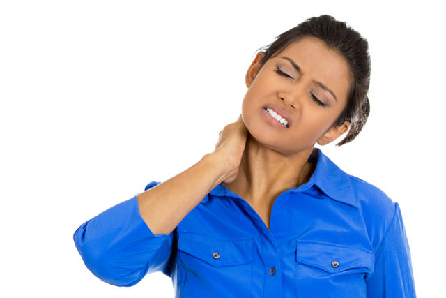 Woman with really bad neck pain