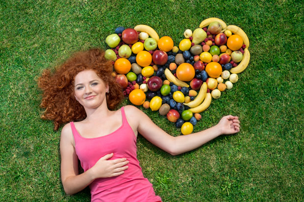 Girl with fruit