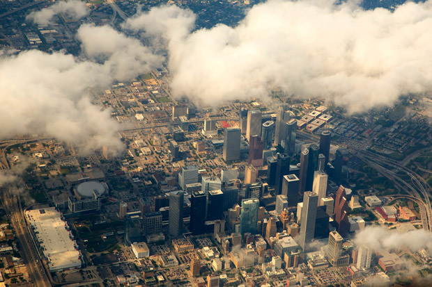 Houston Texas cityscape view from aerial view