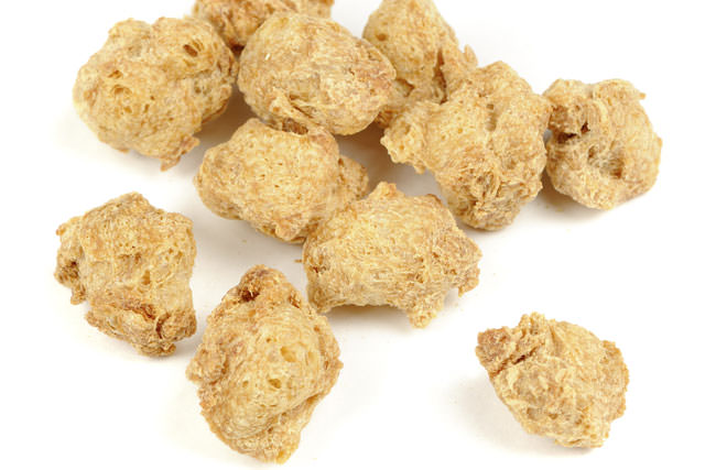 Raw Soya Chunks (Soy Meat) Isoalted on White Background